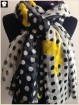 Polka dots polyester scarf with neon yellow prints