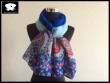 blue flowers and red stars polyester scarf