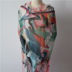 Scarf factory chiffon scarf with printed tassels