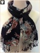 Black floral scarf bespoke in China scarf factory