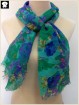 Green and blue flower viscose scarf, scarf factory