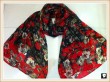 Red and black flower scarf, china scarf factory